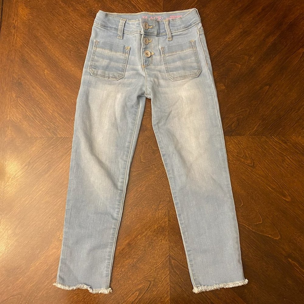 Children's Place Light Denim Wash Jeans - Little Girls Size 5 Cute Details NWOT
